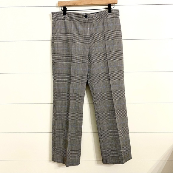Theory Cardinal Portland Windowpane Plaid Straight Leg Trousers Pants, Size 10 - Picture 3 of 6